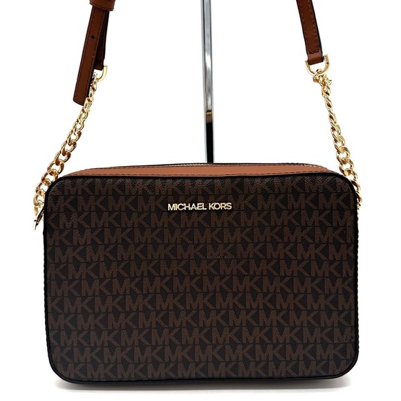 Michael Kors Large EW Crossbody Bag Brown/Gold - Picture 1 of 9